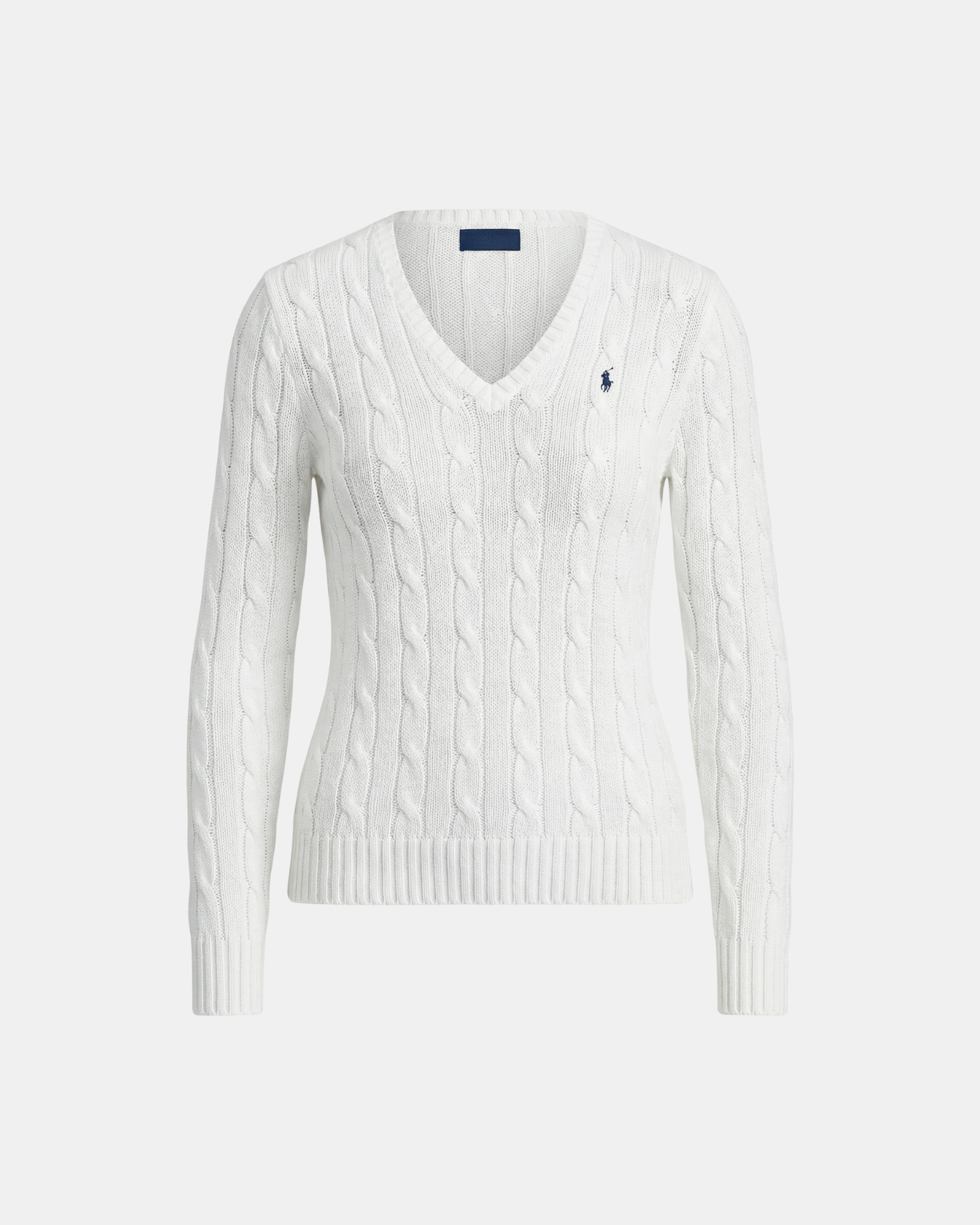 V-Ausschnitt-Pullover aus Baumwolle im Zopfstrick