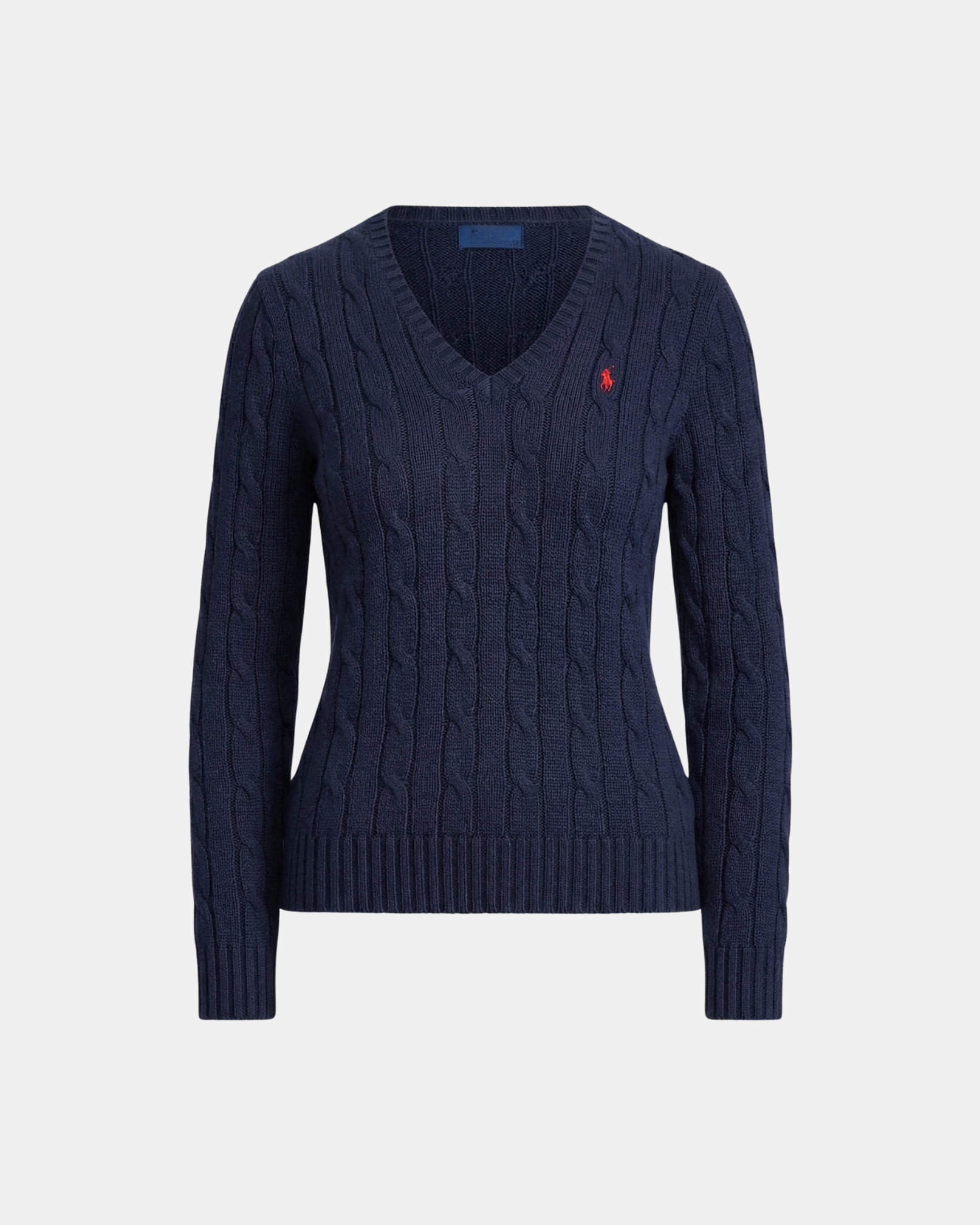 V-Ausschnitt-Pullover aus Baumwolle im Zopfstrick