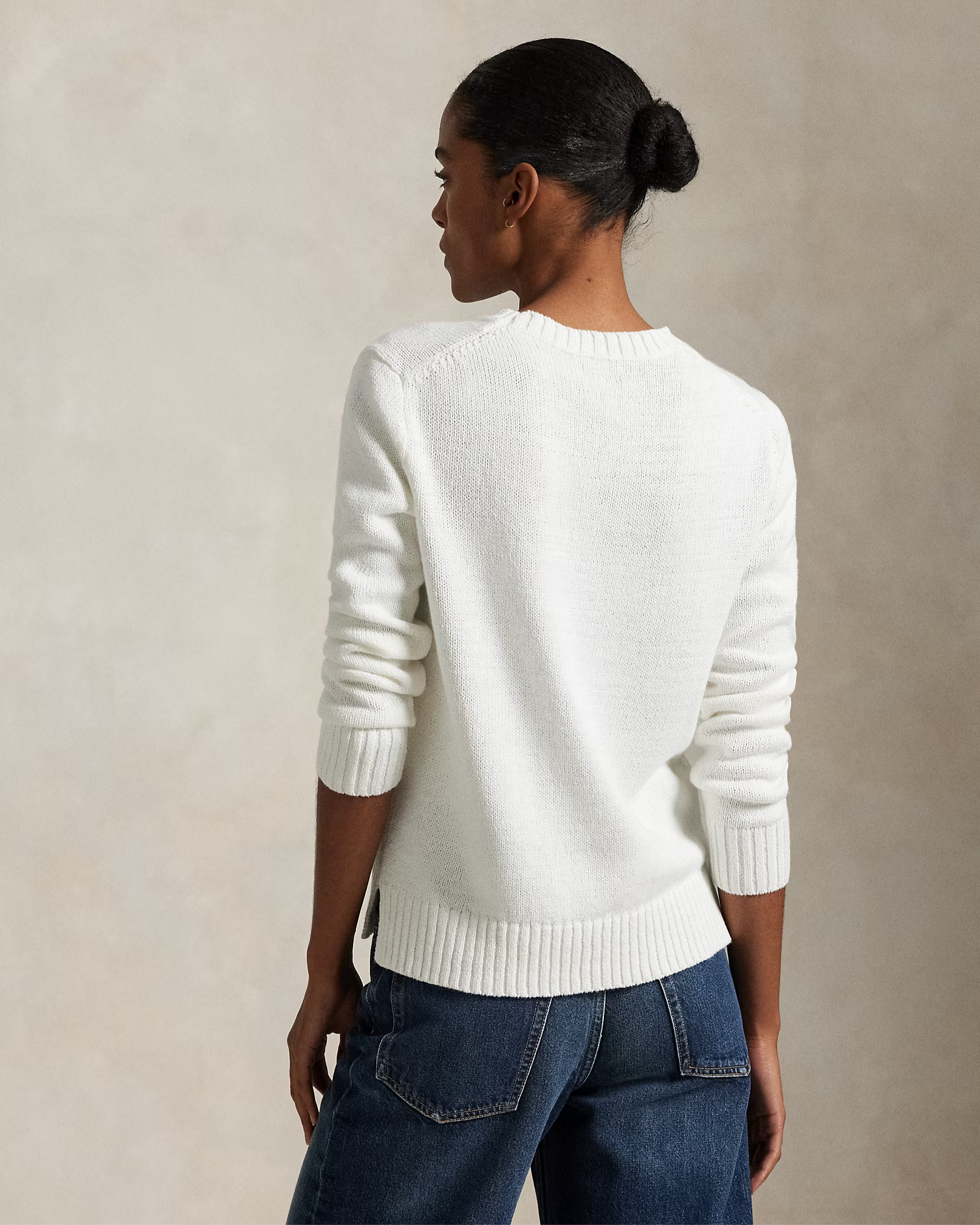 Leinen-Baumwoll-Pullover mit Bear