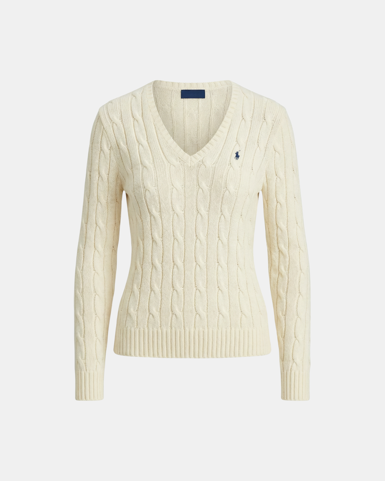 V-Ausschnitt-Pullover aus Baumwolle im Zopfstrick