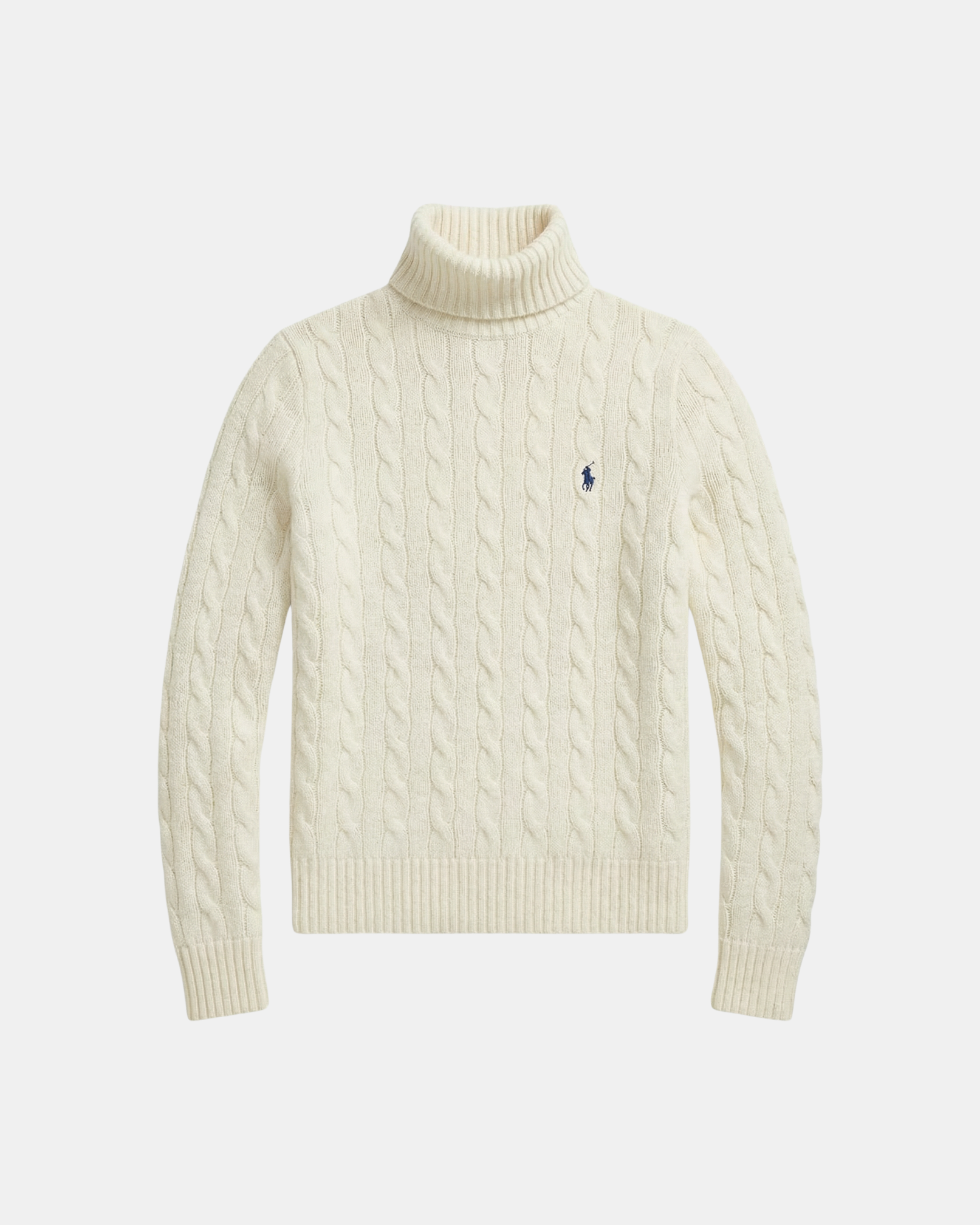 Rollkragenpullover aus Wolle-Kaschmir im Zopfstrick