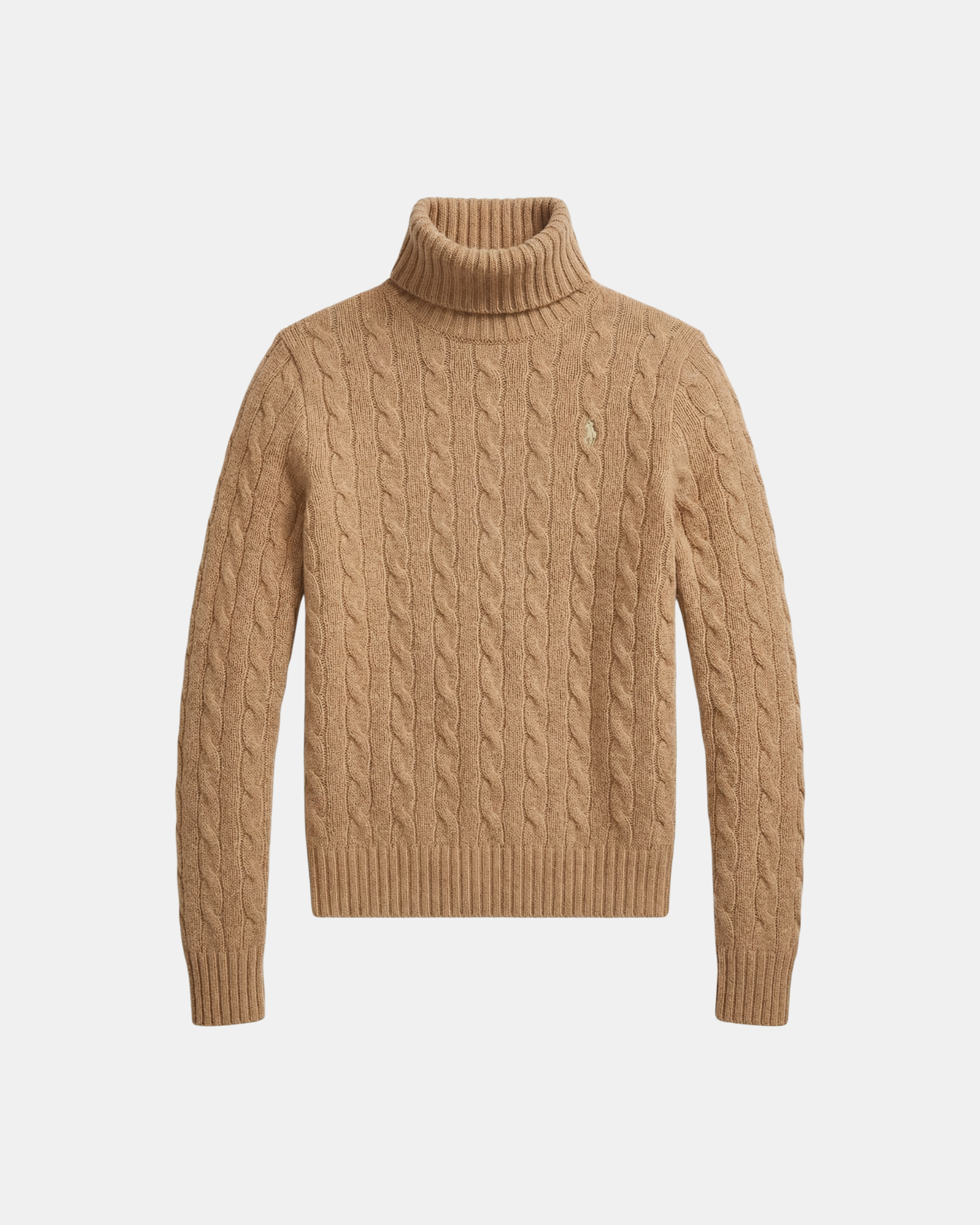 Rollkragenpullover aus Wolle-Kaschmir im Zopfstrick