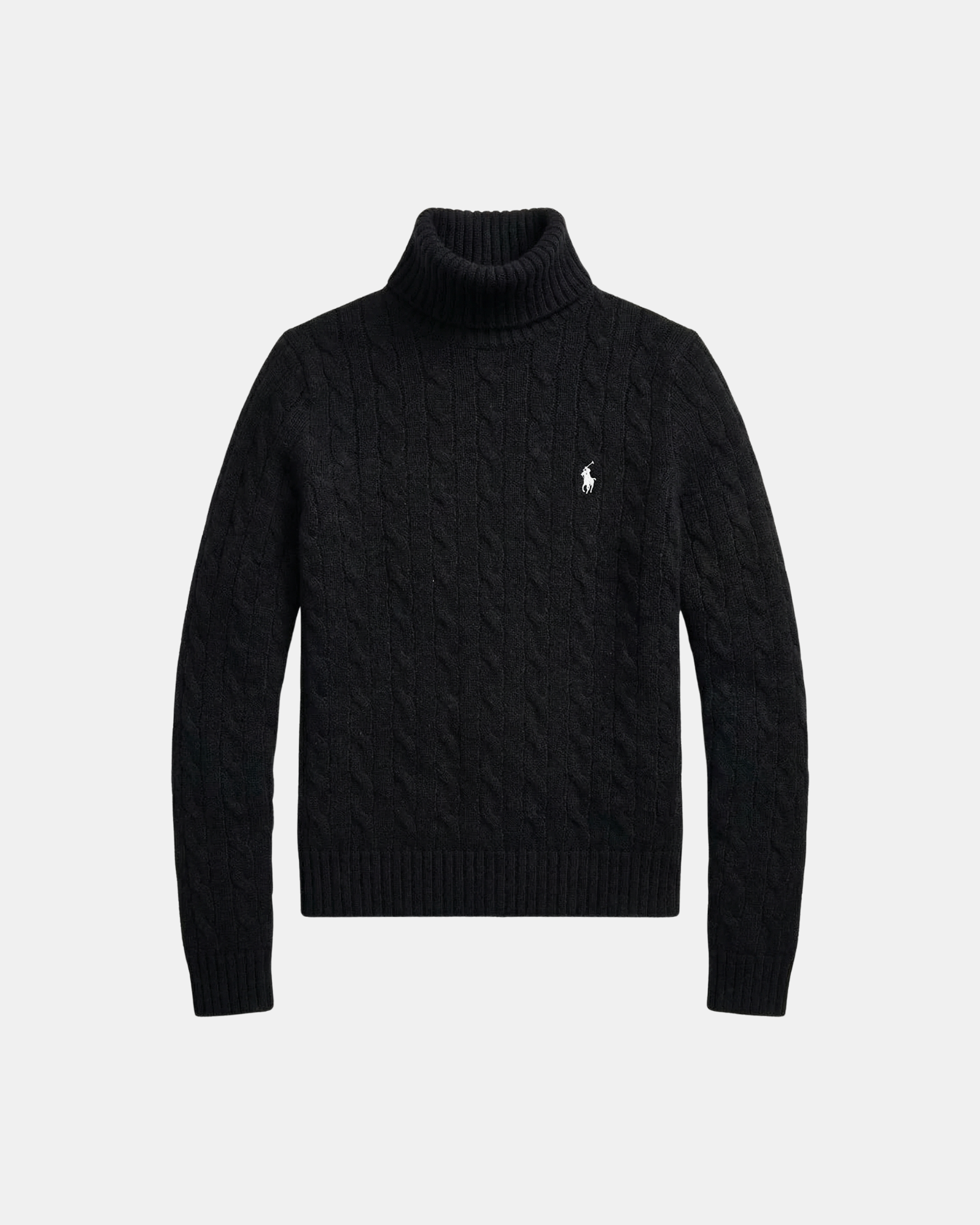 Rollkragenpullover aus Wolle-Kaschmir im Zopfstrick