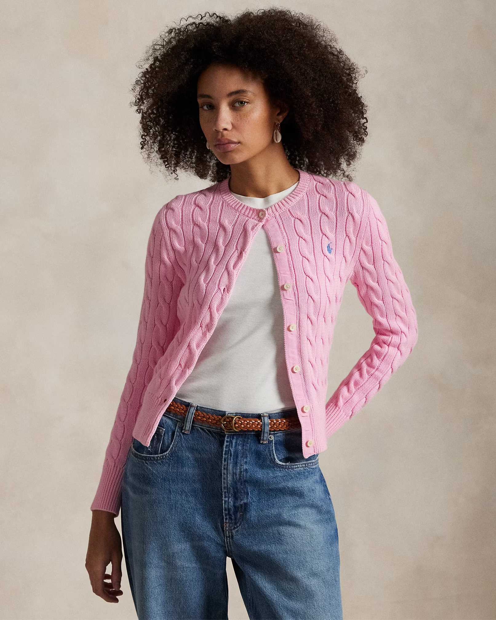 Cardigan aus Baumwolle im Zopfstrick