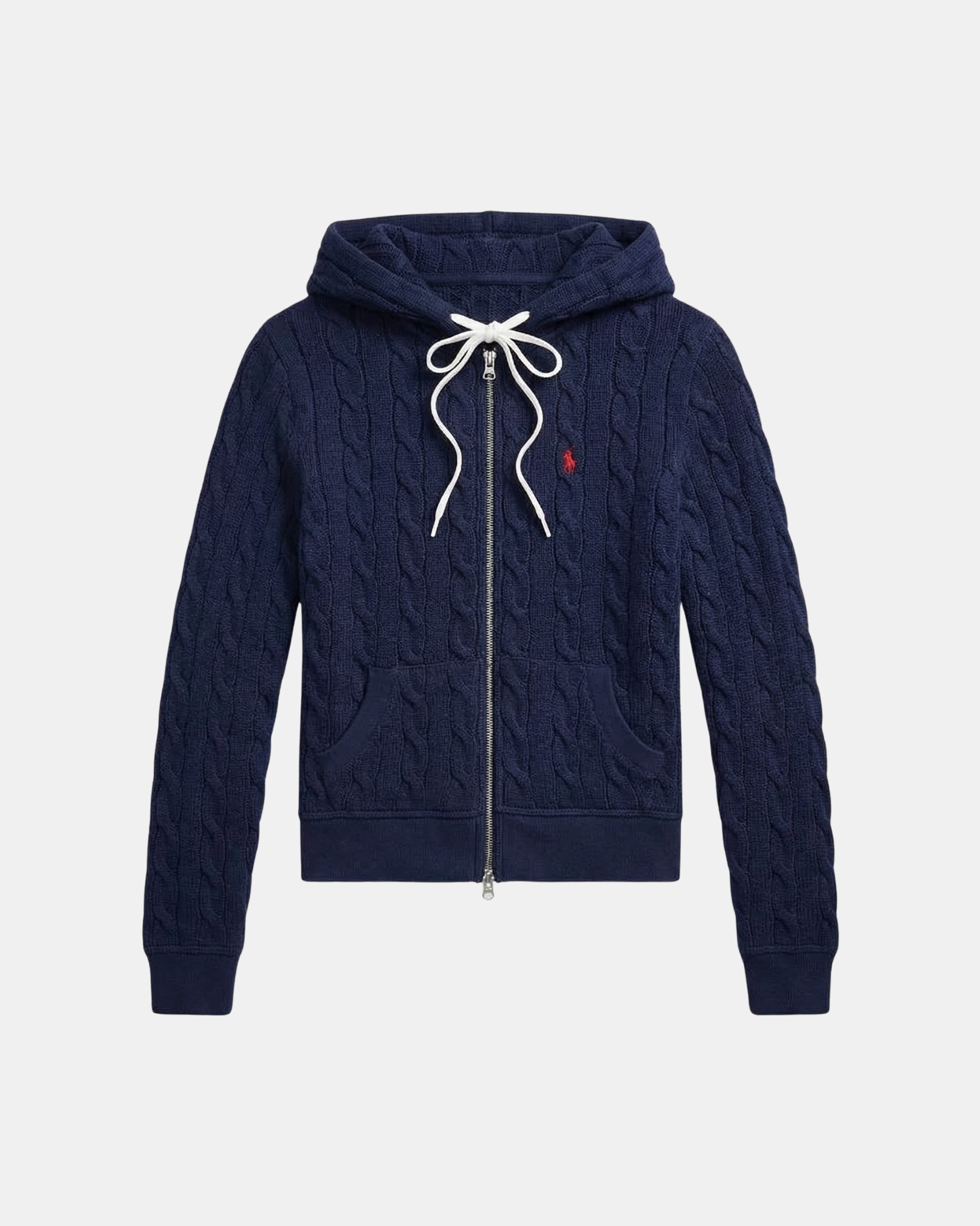 Kapuzensweatjacke aus Baumwolle im Zopfstrick