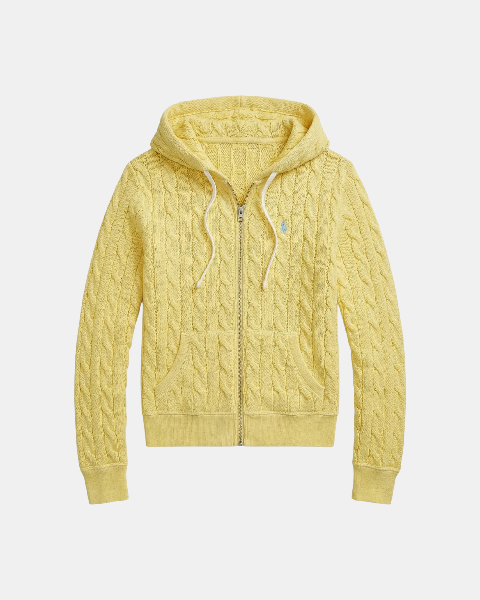 Kapuzensweatjacke aus Baumwolle im Zopfstrick