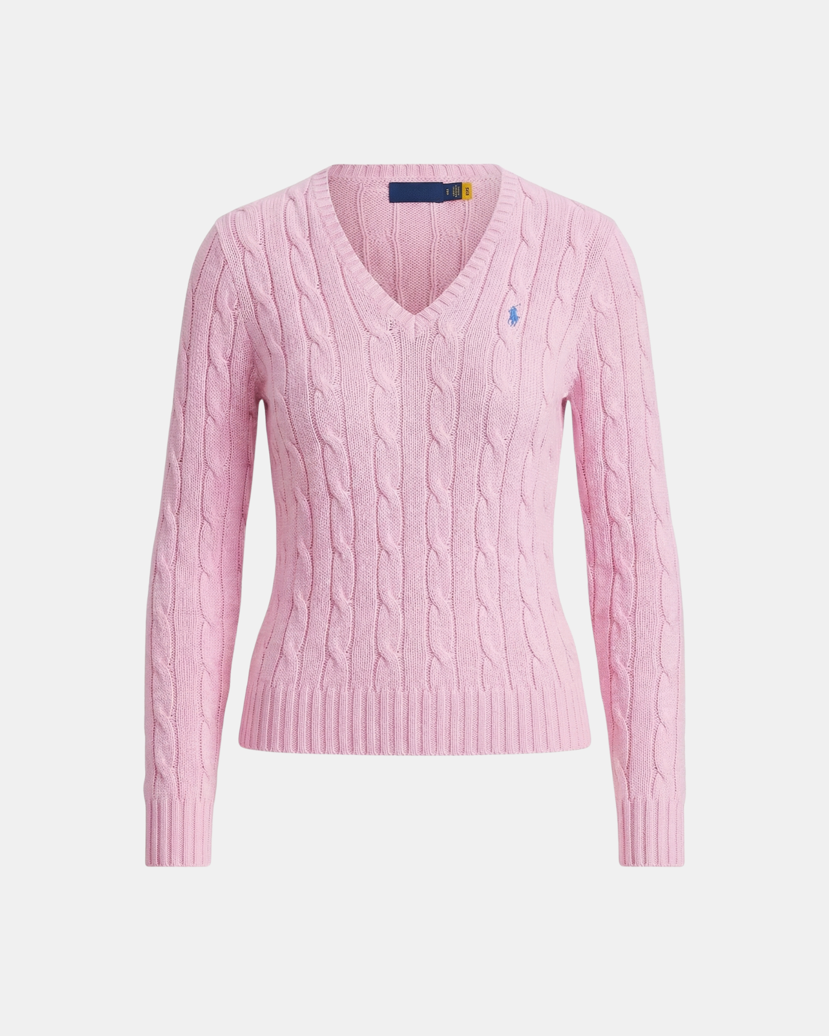 V-Ausschnitt-Pullover aus Baumwolle im Zopfstrick