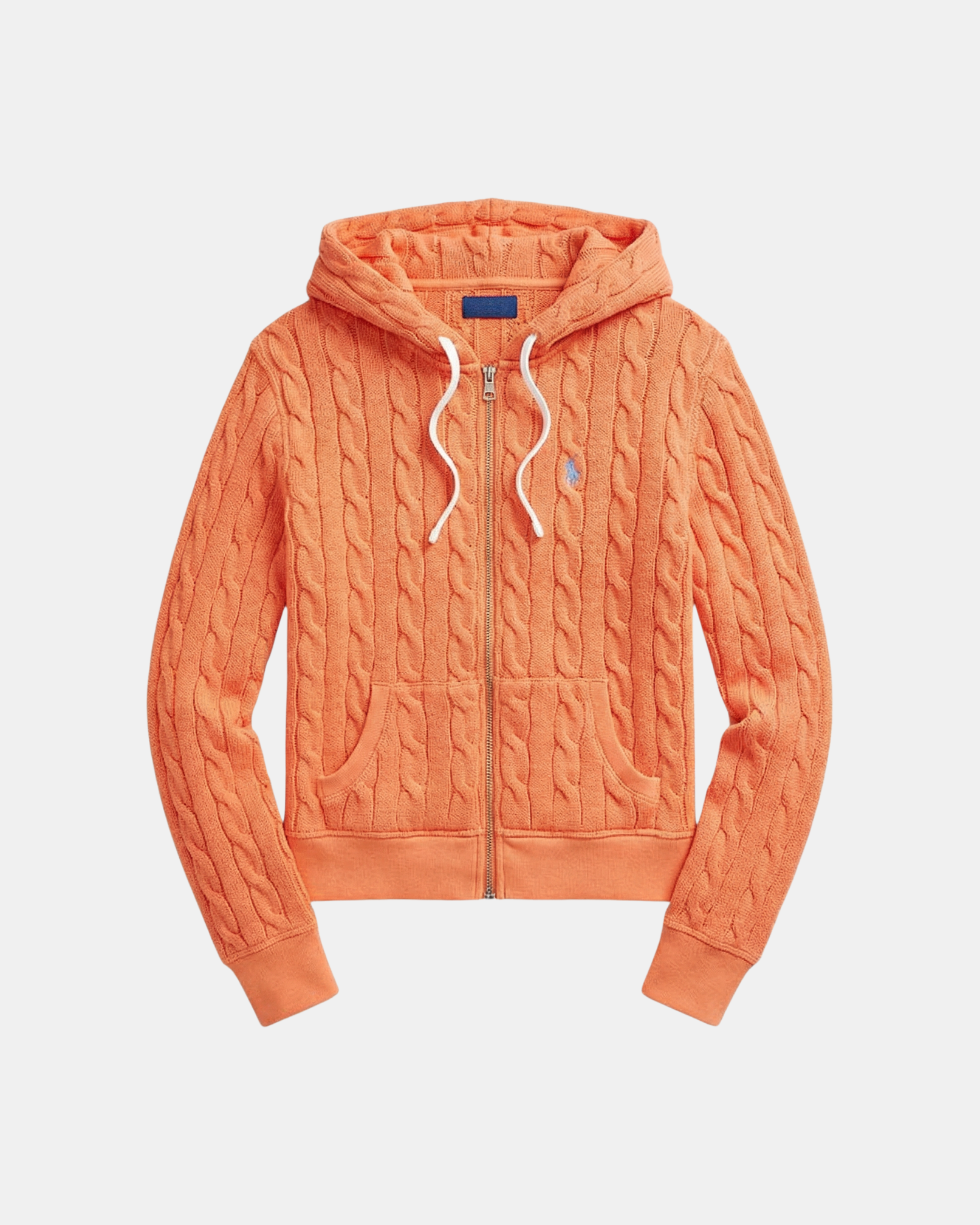 Kapuzensweatjacke aus Baumwolle im Zopfstrick