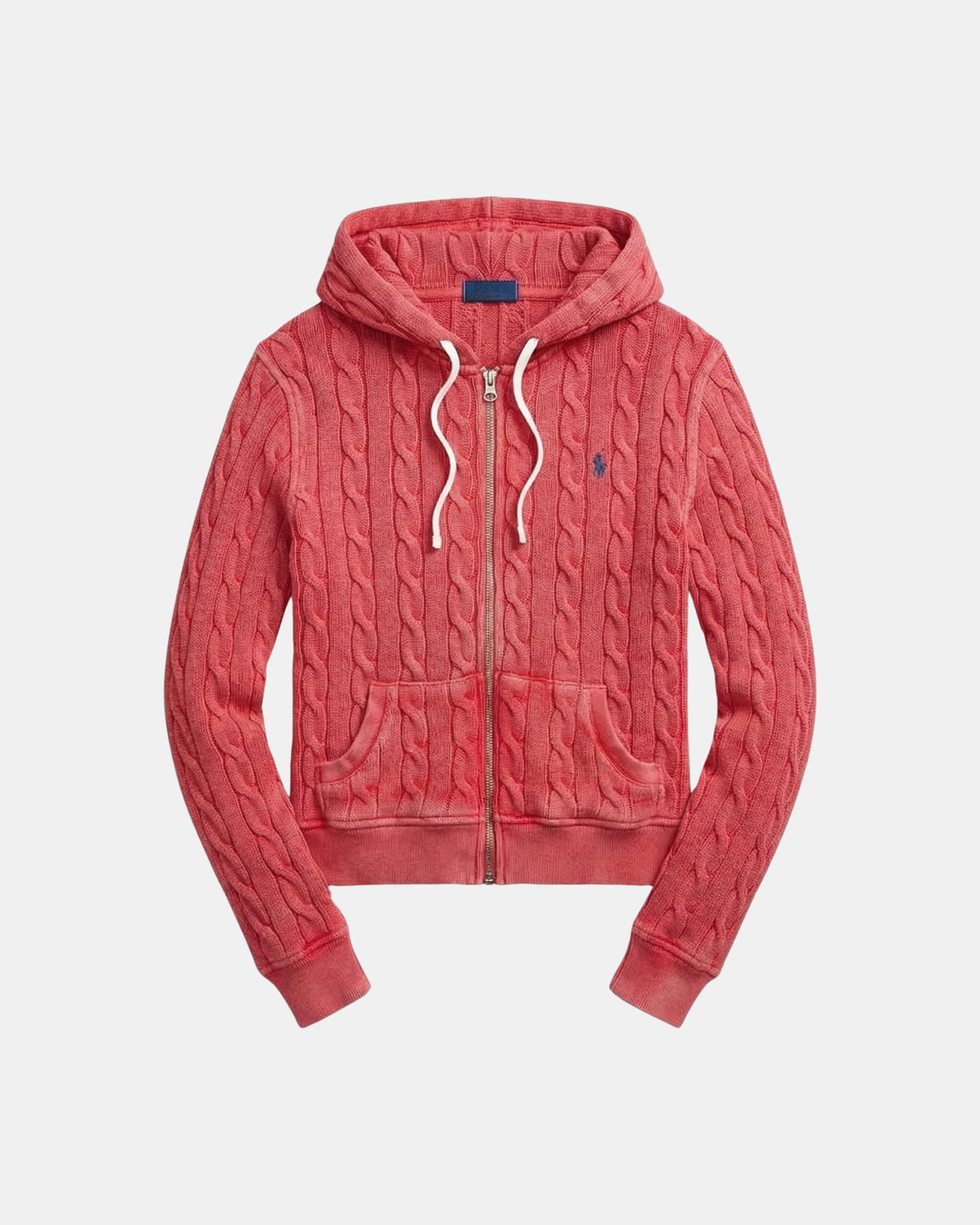 Kapuzensweatjacke aus Baumwolle im Zopfstrick