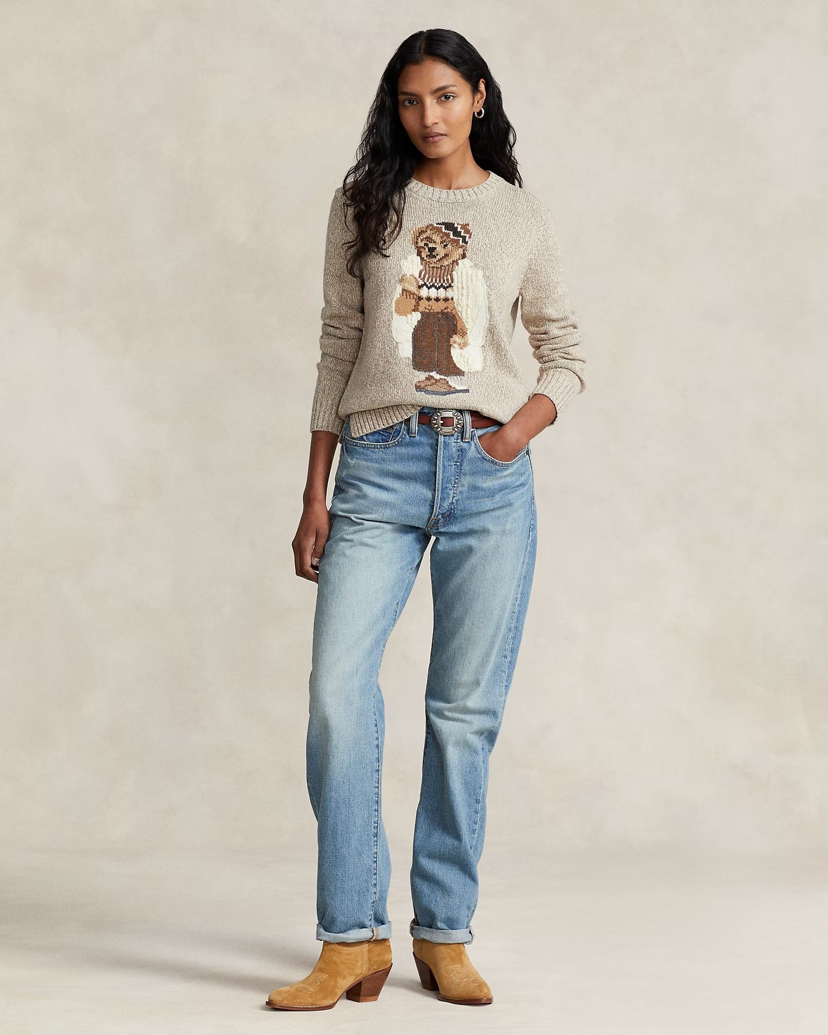 Baumwoll-Kaschmir-Pullover mit Bear